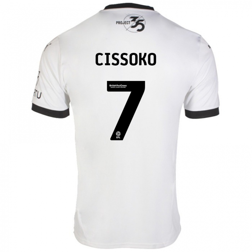 Bambino Maglia Ibrahim Cissoko #7 Bianco Nero Kit Gara Away 2024/25 Maglietta