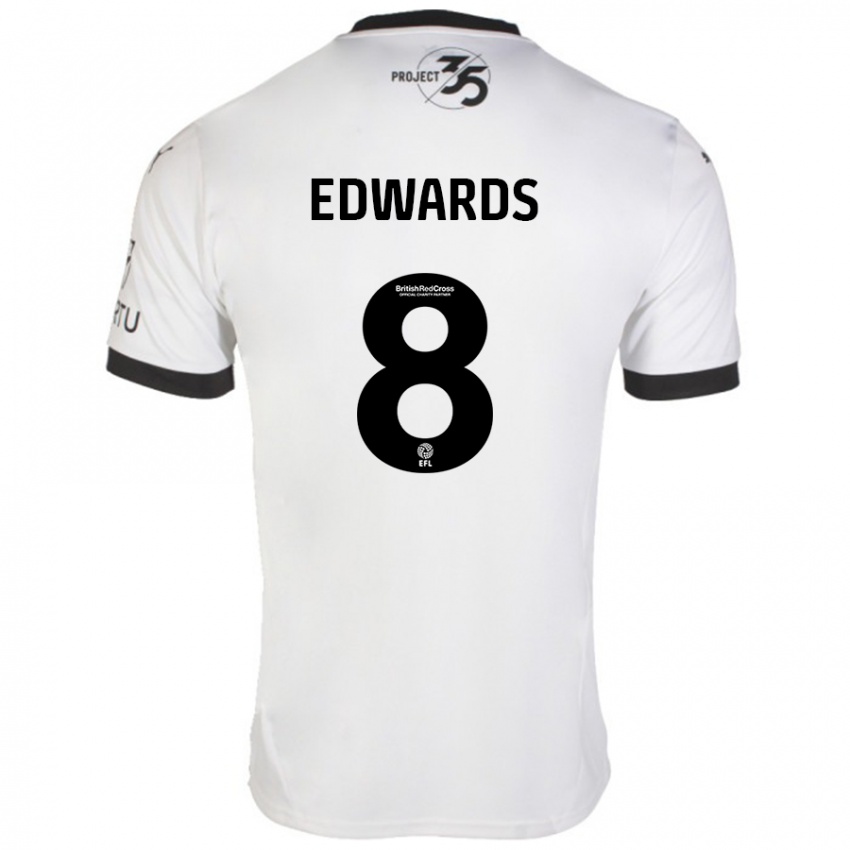 Bambino Maglia Joe Edwards #8 Bianco Nero Kit Gara Away 2024/25 Maglietta