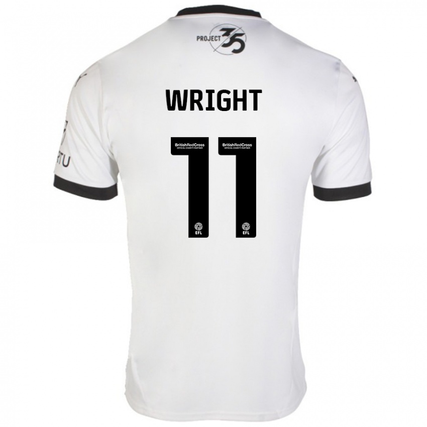 Bambino Maglia Callum Wright #11 Bianco Nero Kit Gara Away 2024/25 Maglietta