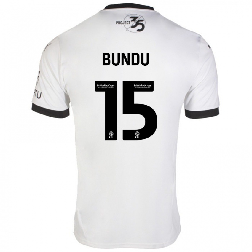 Bambino Maglia Mustapha Bundu #15 Bianco Nero Kit Gara Away 2024/25 Maglietta