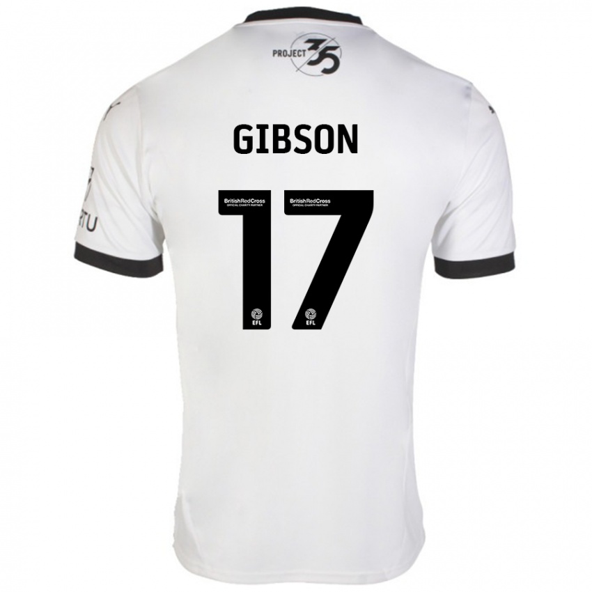 Bambino Maglia Lewis Gibson #17 Bianco Nero Kit Gara Away 2024/25 Maglietta