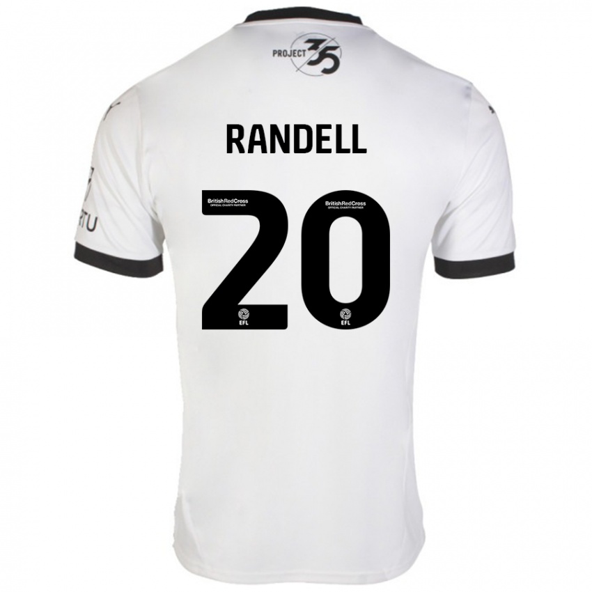 Bambino Maglia Adam Randell #20 Bianco Nero Kit Gara Away 2024/25 Maglietta