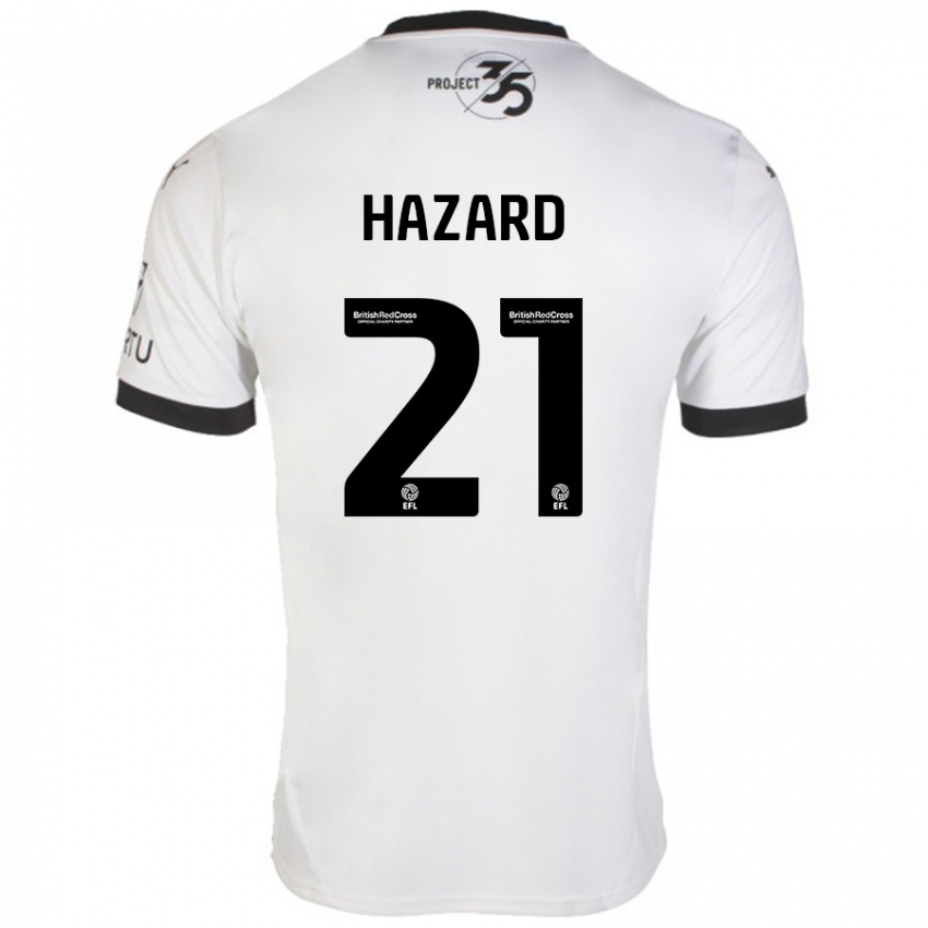 Bambino Maglia Conor Hazard #21 Bianco Nero Kit Gara Away 2024/25 Maglietta