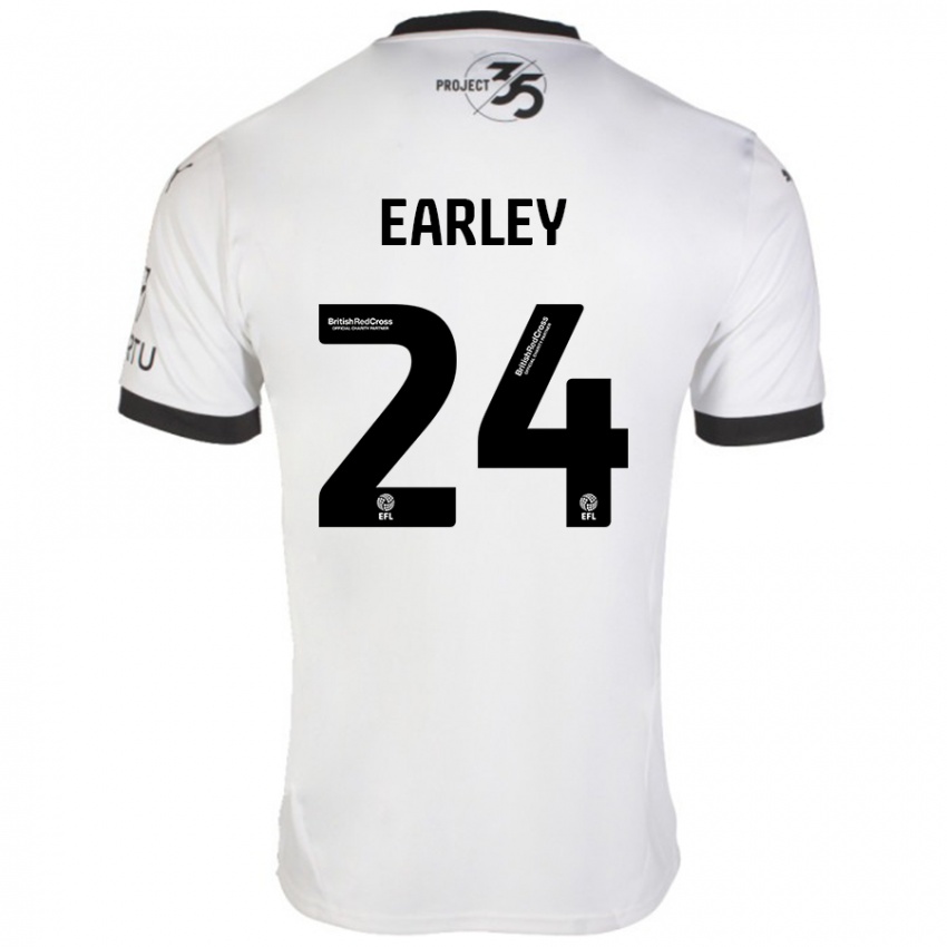 Bambino Maglia Saxon Earley #24 Bianco Nero Kit Gara Away 2024/25 Maglietta