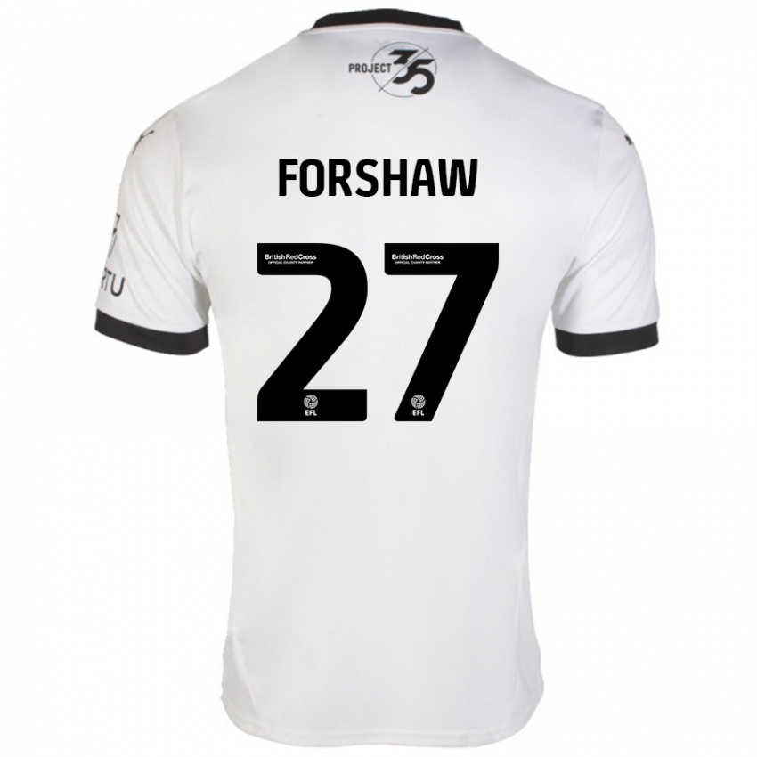 Bambino Maglia Adam Forshaw #27 Bianco Nero Kit Gara Away 2024/25 Maglietta