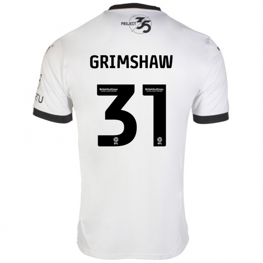 Bambino Maglia Daniel Grimshaw #31 Bianco Nero Kit Gara Away 2024/25 Maglietta