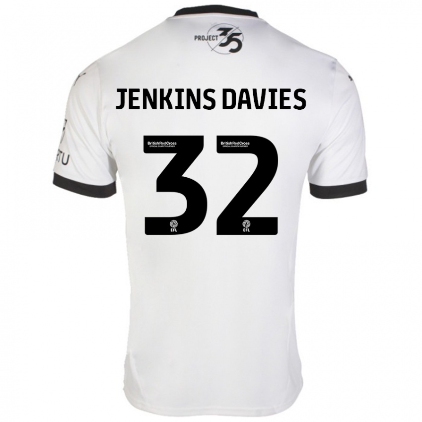 Bambino Maglia Will Jenkins-Davies #32 Bianco Nero Kit Gara Away 2024/25 Maglietta