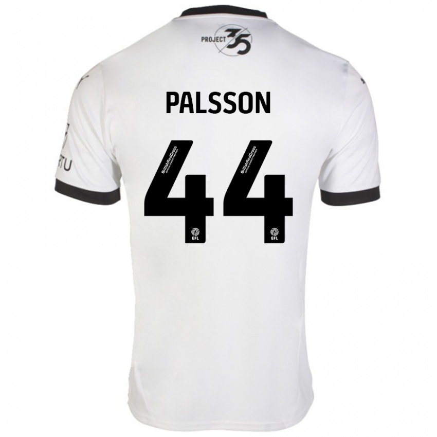 Bambino Maglia Victor Pálsson #44 Bianco Nero Kit Gara Away 2024/25 Maglietta