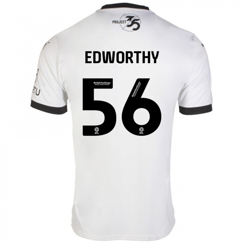 Bambino Maglia Kieran Edworthy #56 Bianco Nero Kit Gara Away 2024/25 Maglietta