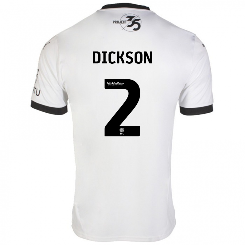 Bambino Maglia Katie Dickson #2 Bianco Nero Kit Gara Away 2024/25 Maglietta