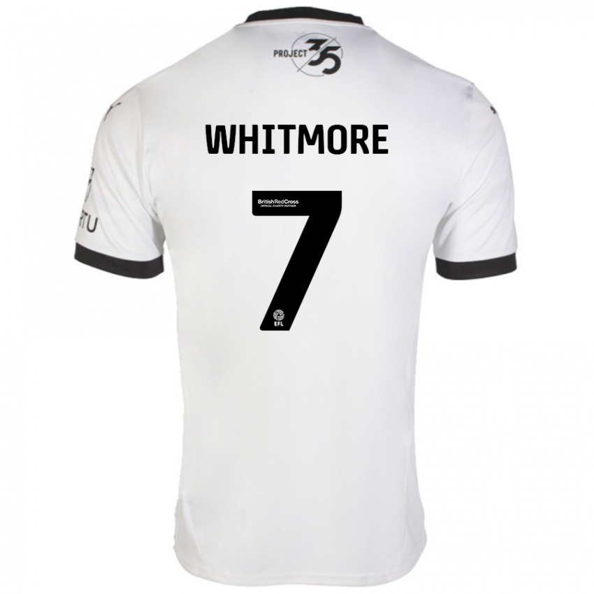 Bambino Maglia Charlotte Whitmore #7 Bianco Nero Kit Gara Away 2024/25 Maglietta