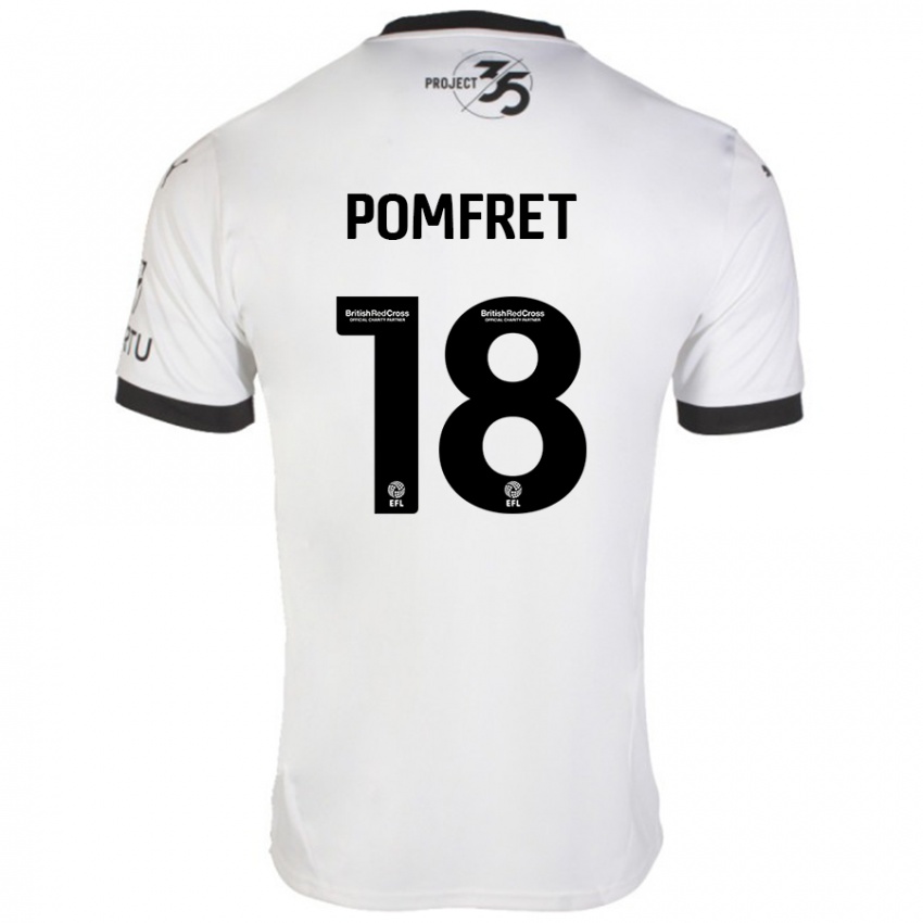 Bambino Maglia Taya Pomfret #18 Bianco Nero Kit Gara Away 2024/25 Maglietta