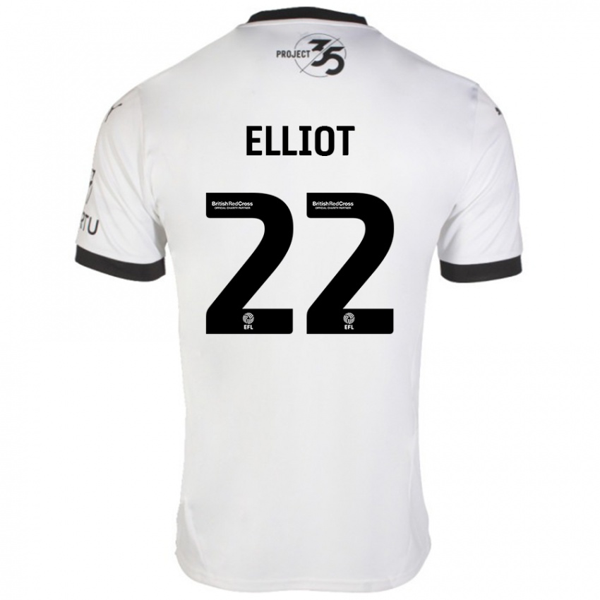 Bambino Maglia Emily Elliot #22 Bianco Nero Kit Gara Away 2024/25 Maglietta