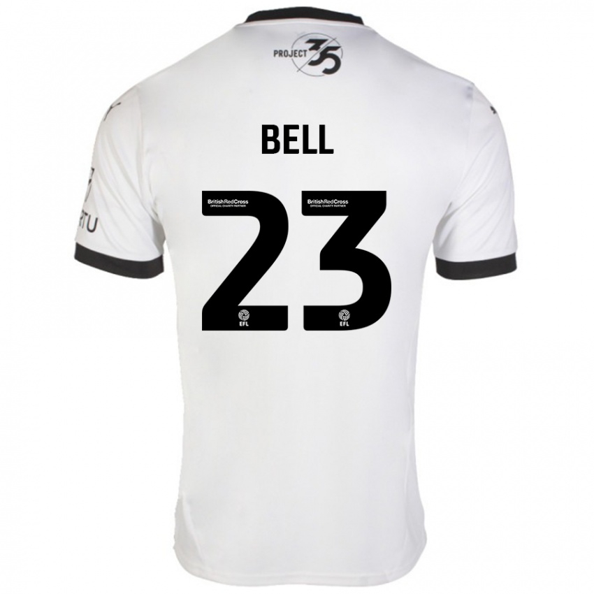 Bambino Maglia Katelyn Bell #23 Bianco Nero Kit Gara Away 2024/25 Maglietta