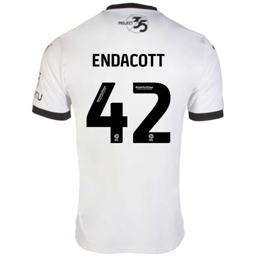 Bambino Maglia Jack Endacott #42 Bianco Nero Kit Gara Away 2024/25 Maglietta