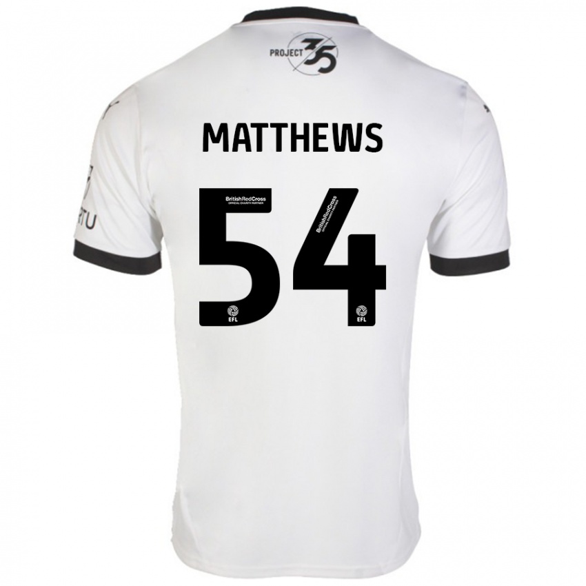 Bambino Maglia Jack Matthews #54 Bianco Nero Kit Gara Away 2024/25 Maglietta