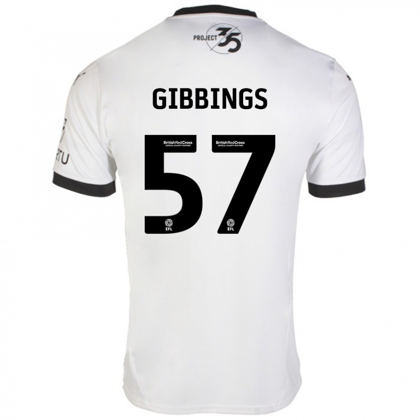 Bambino Maglia Cole Gibbings #57 Bianco Nero Kit Gara Away 2024/25 Maglietta