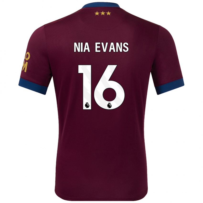 Bambino Maglia Nia Evans #16 Marrone Kit Gara Away 2024/25 Maglietta