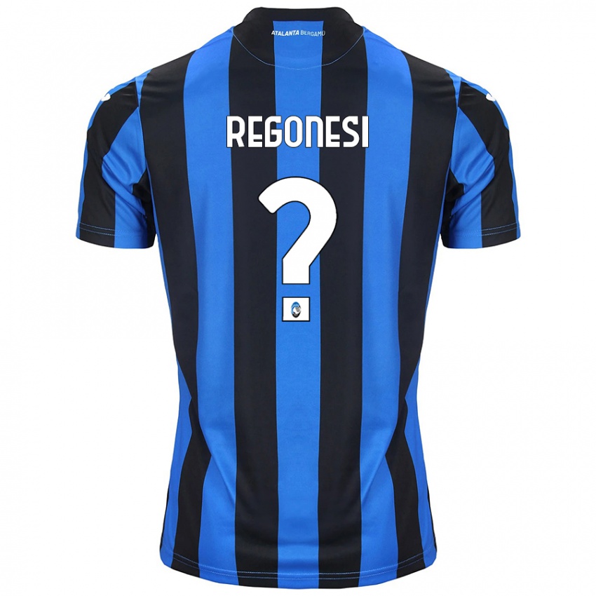 Uomo Maglia Nicolò Regonesi #0 Blu Nero Kit Gara Home 2024/25 Maglietta