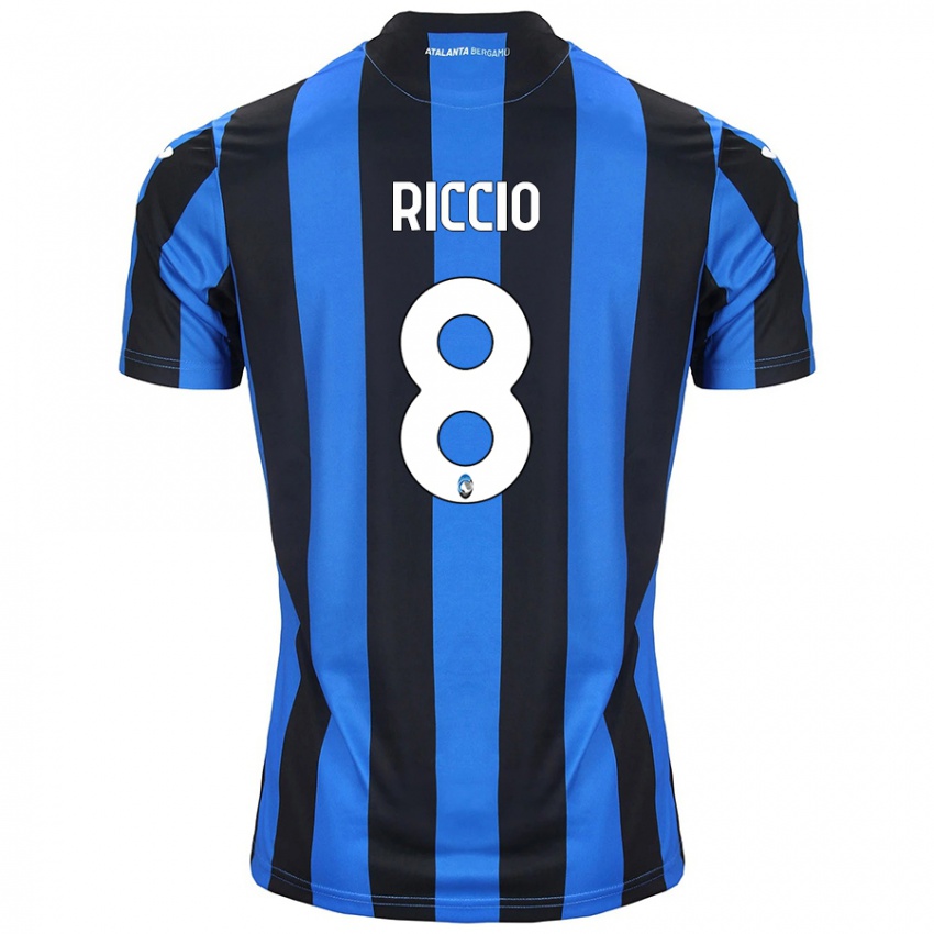 Uomo Maglia Lorenzo Riccio #8 Blu Nero Kit Gara Home 2024/25 Maglietta