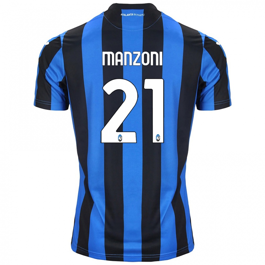 Uomo Maglia Alberto Manzoni #21 Blu Nero Kit Gara Home 2024/25 Maglietta