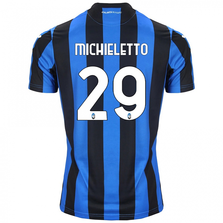 Uomo Maglia Andrea Michieletto #29 Blu Nero Kit Gara Home 2024/25 Maglietta