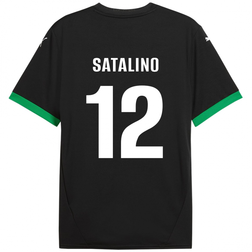 Uomo Maglia Giacomo Satalino #12 Nero Verde Scuro Kit Gara Home 2024/25 Maglietta