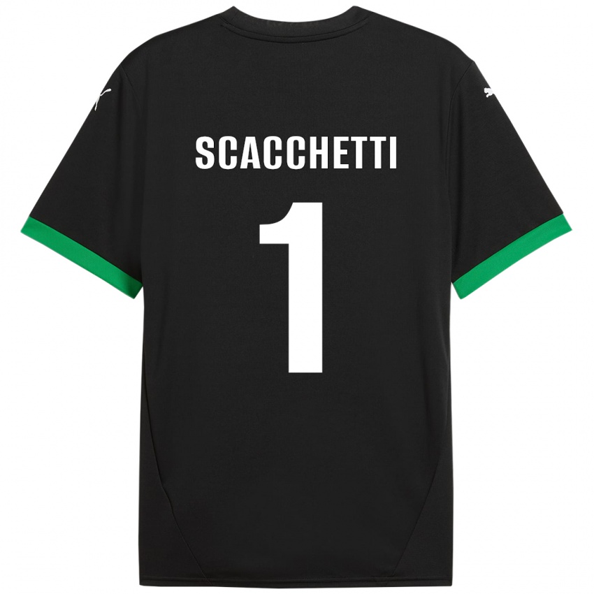 Uomo Maglia Alessandro Scacchetti #1 Nero Verde Scuro Kit Gara Home 2024/25 Maglietta