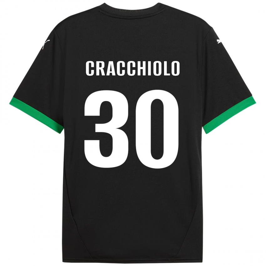 Uomo Maglia Leonardo Cracchiolo #30 Nero Verde Scuro Kit Gara Home 2024/25 Maglietta