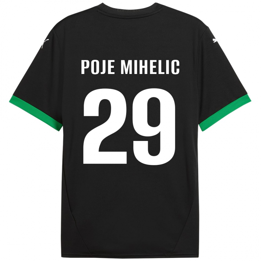 Uomo Maglia Naja Poje Mihelič #29 Nero Verde Scuro Kit Gara Home 2024/25 Maglietta