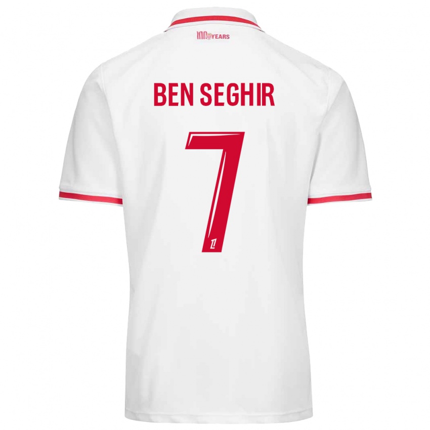 Uomo Maglia Eliesse Ben Seghir #7 Bianco Rosso Kit Gara Home 2024/25 Maglietta