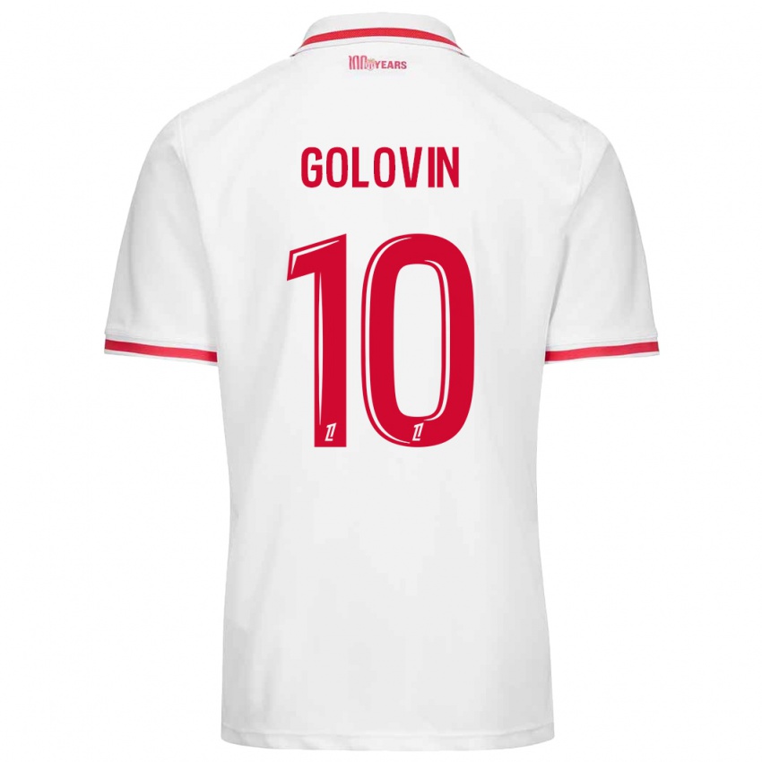 Uomo Maglia Aleksandr Golovin #10 Bianco Rosso Kit Gara Home 2024/25 Maglietta