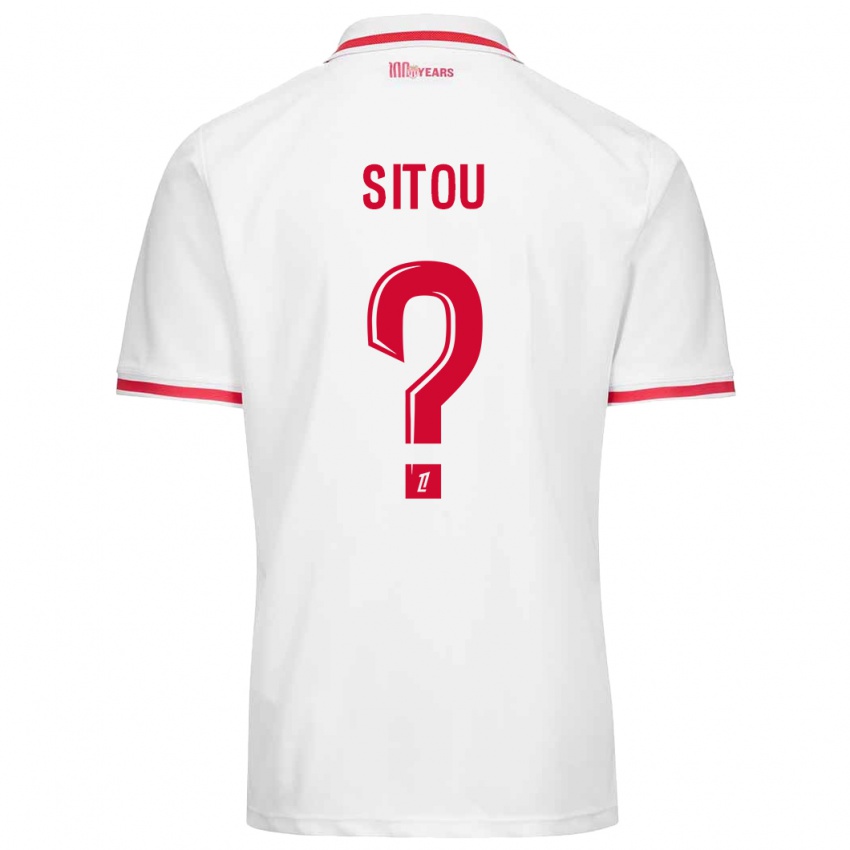 Uomo Maglia Kévin Sitou #0 Bianco Rosso Kit Gara Home 2024/25 Maglietta