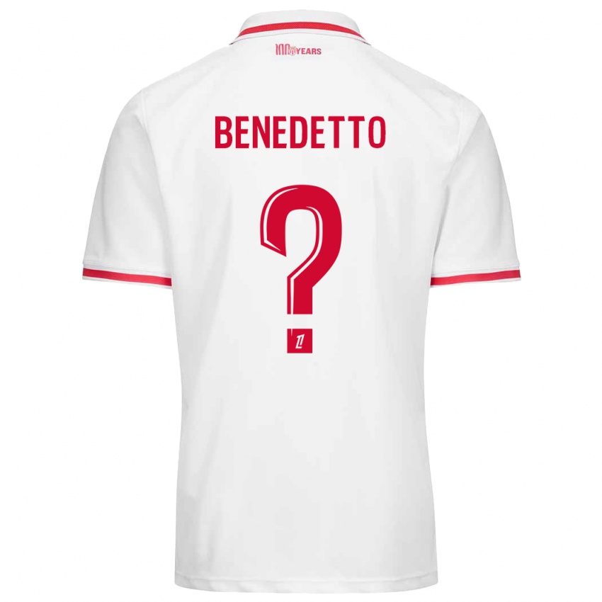 Uomo Maglia Antéo Benedetto #0 Bianco Rosso Kit Gara Home 2024/25 Maglietta