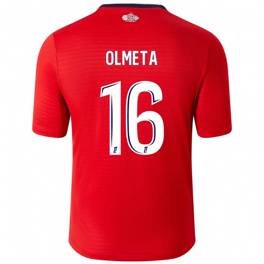 Uomo Maglia Lisandru Olmeta #16 Rosso Bianco Kit Gara Home 2024/25 Maglietta