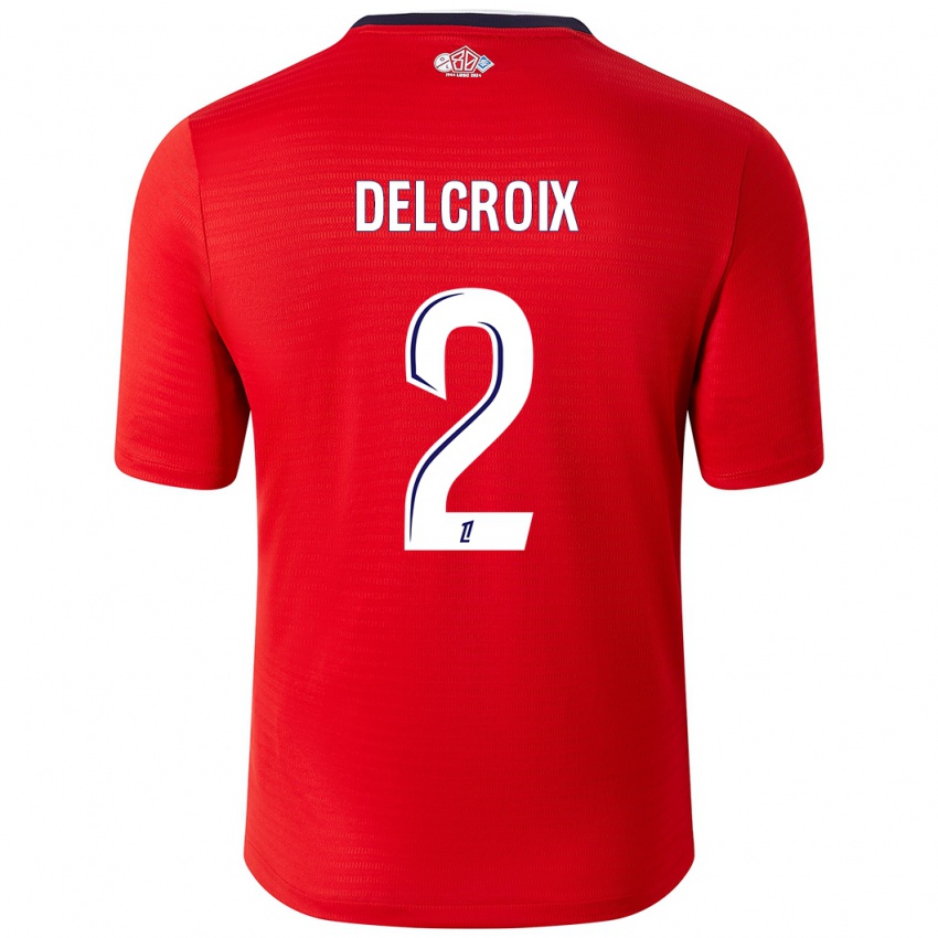 Uomo Maglia Céleste Delcroix #2 Rosso Bianco Kit Gara Home 2024/25 Maglietta