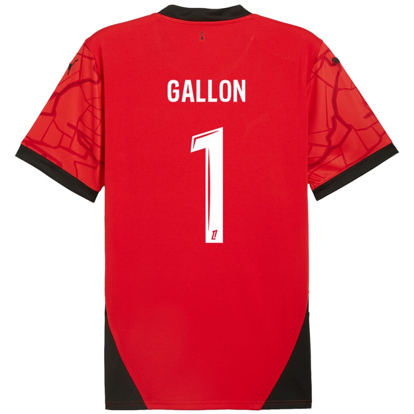 Uomo Maglia Gauthier Gallon #1 Rosso Nero Kit Gara Home 2024/25 Maglietta