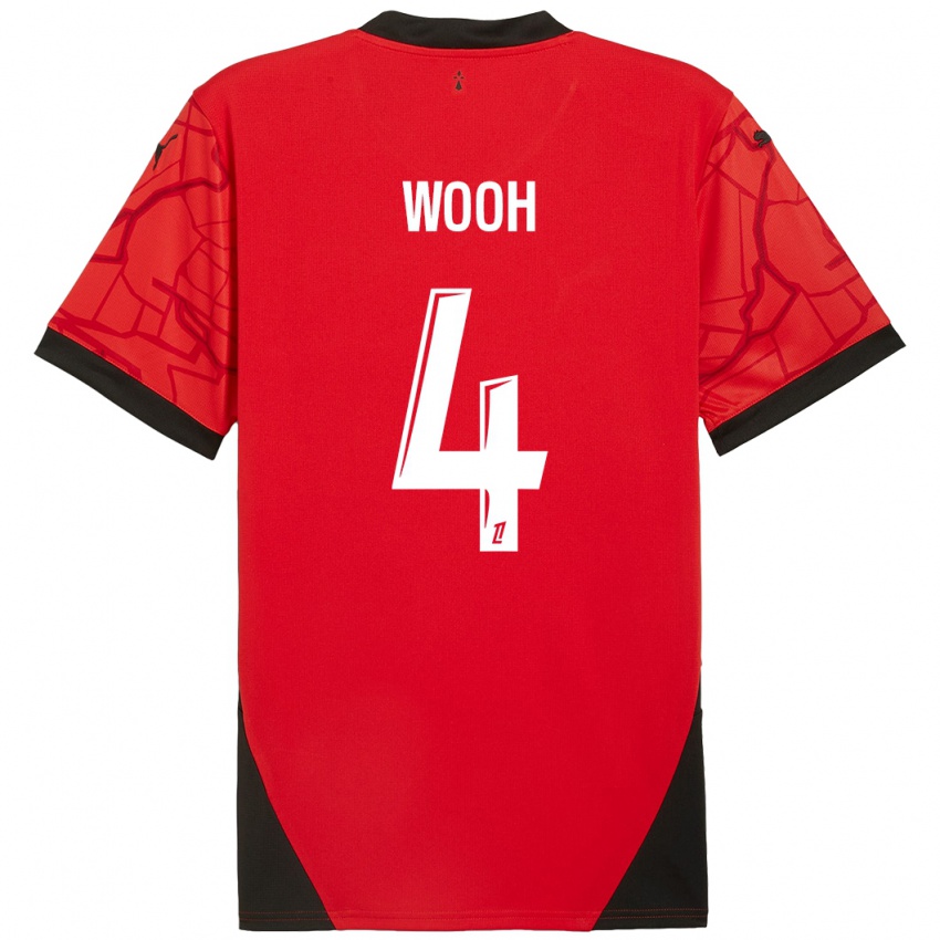 Uomo Maglia Christopher Wooh #4 Rosso Nero Kit Gara Home 2024/25 Maglietta