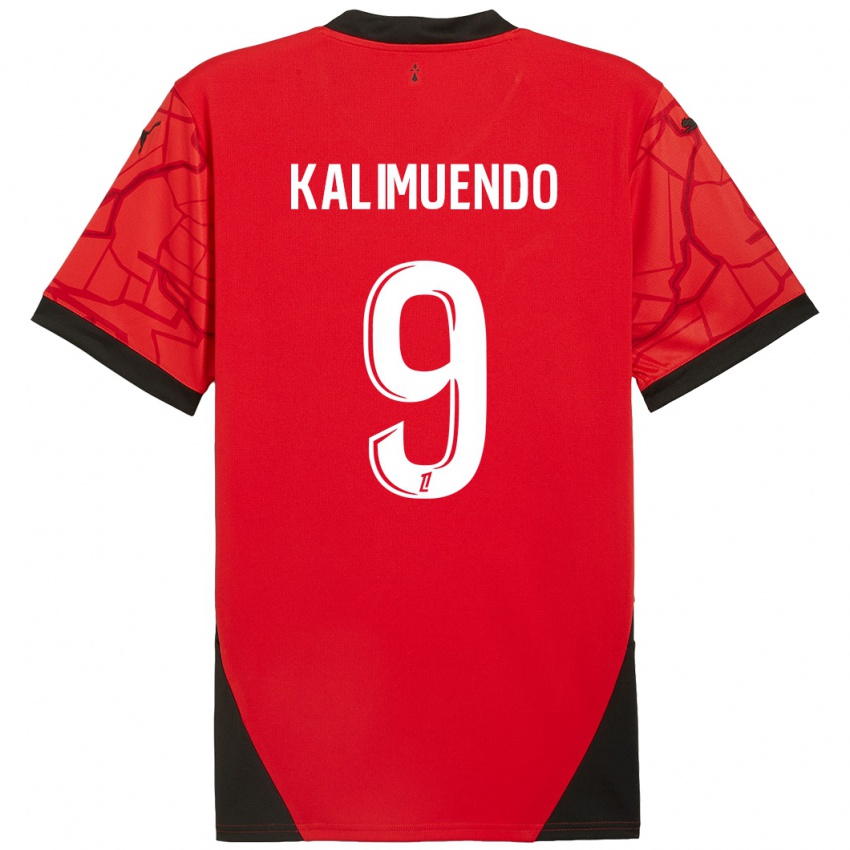 Uomo Maglia Arnaud Kalimuendo #9 Rosso Nero Kit Gara Home 2024/25 Maglietta