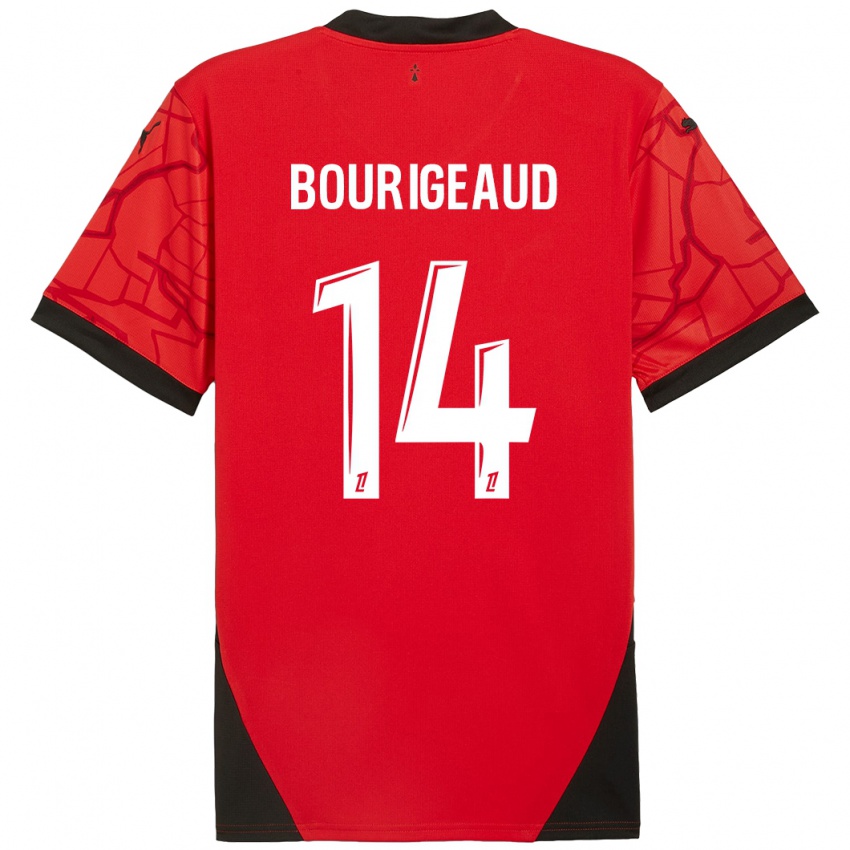 Uomo Maglia Benjamin Bourigeaud #14 Rosso Nero Kit Gara Home 2024/25 Maglietta