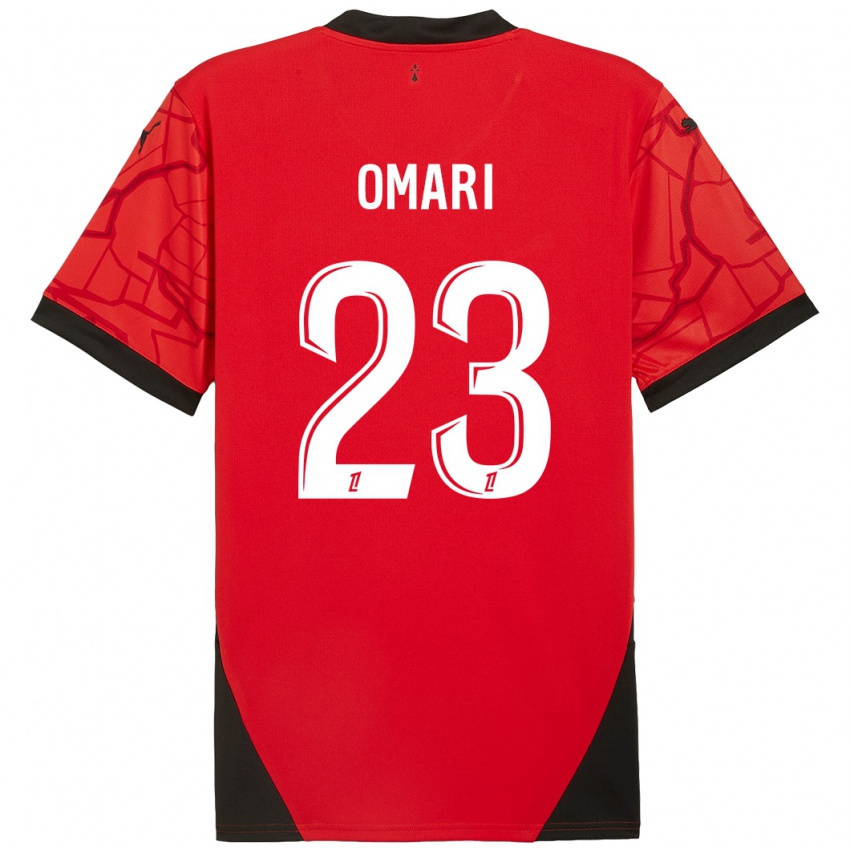 Uomo Maglia Warmed Omari #23 Rosso Nero Kit Gara Home 2024/25 Maglietta