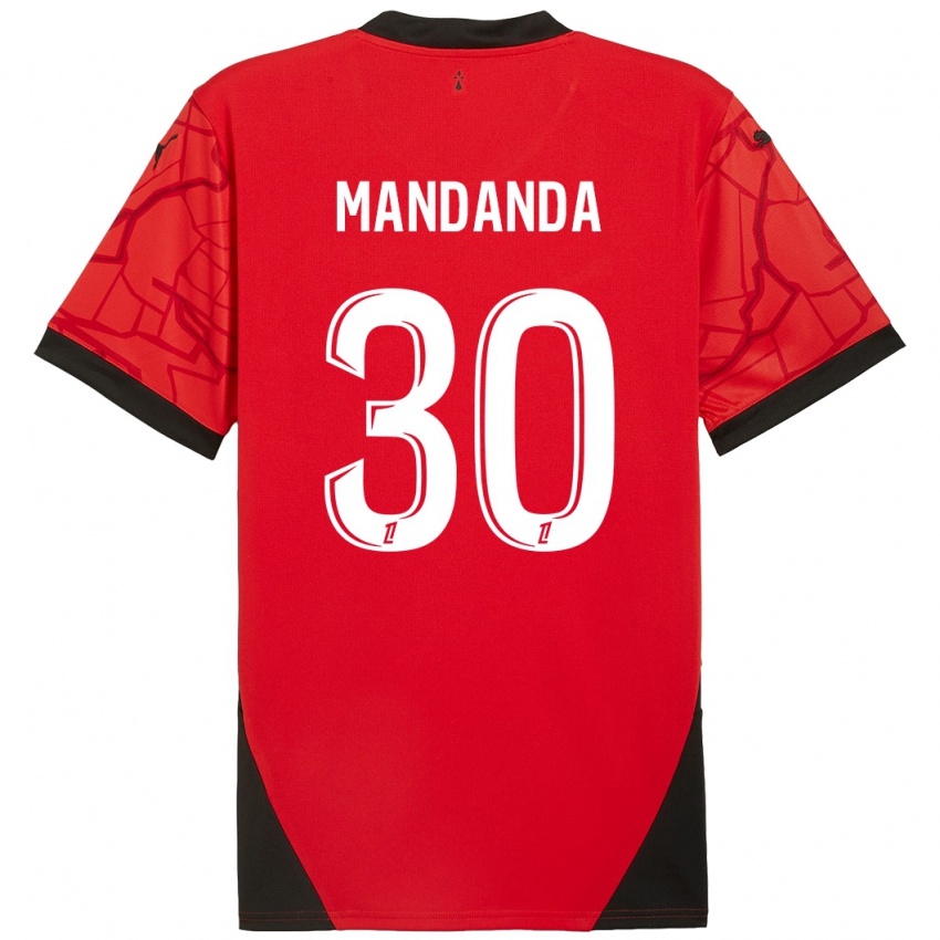 Uomo Maglia Steve Mandanda #30 Rosso Nero Kit Gara Home 2024/25 Maglietta