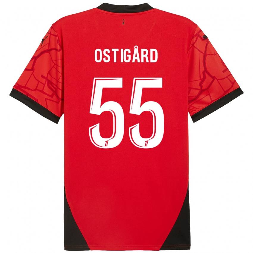 Uomo Maglia Leo Ostigard #55 Rosso Nero Kit Gara Home 2024/25 Maglietta