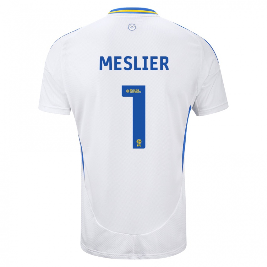 Uomo Maglia Illan Meslier #1 Bianco Blu Kit Gara Home 2024/25 Maglietta