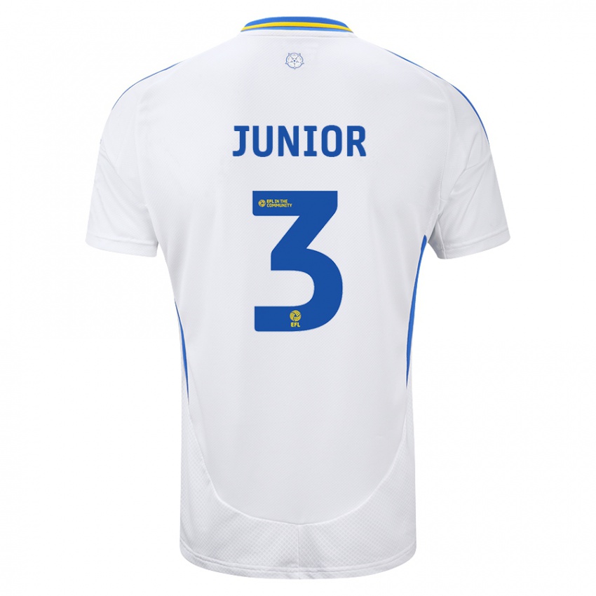 Uomo Maglia Junior Firpo #3 Bianco Blu Kit Gara Home 2024/25 Maglietta