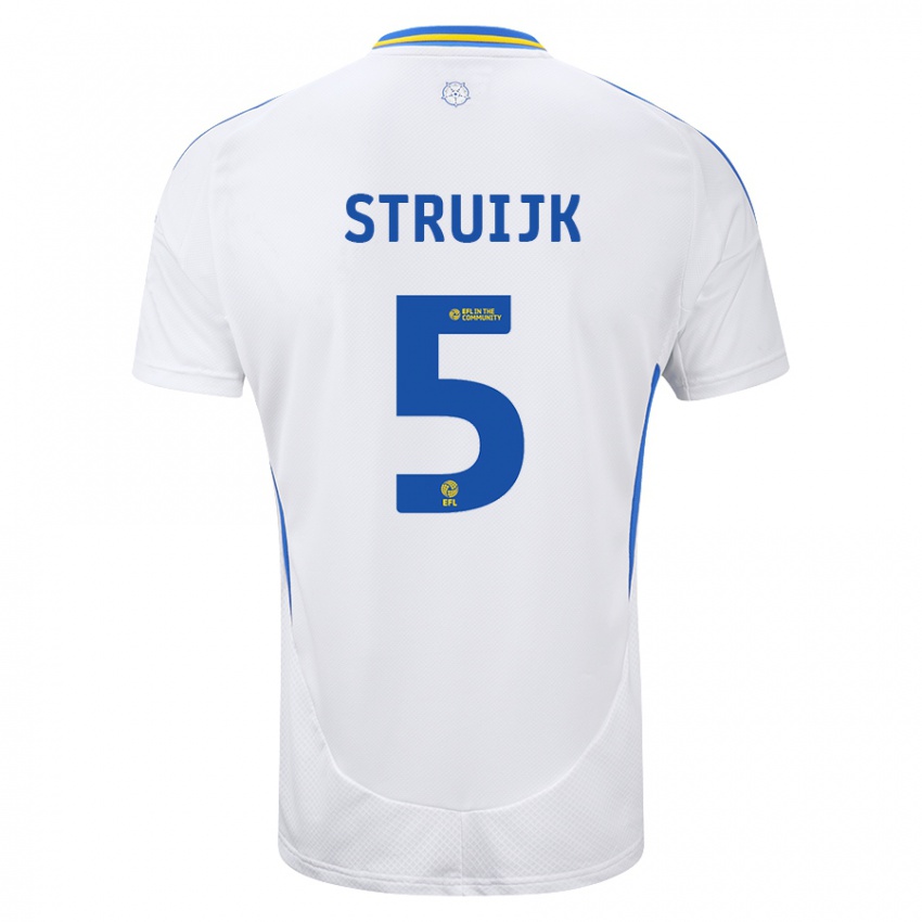 Uomo Maglia Pascal Struijk #5 Bianco Blu Kit Gara Home 2024/25 Maglietta