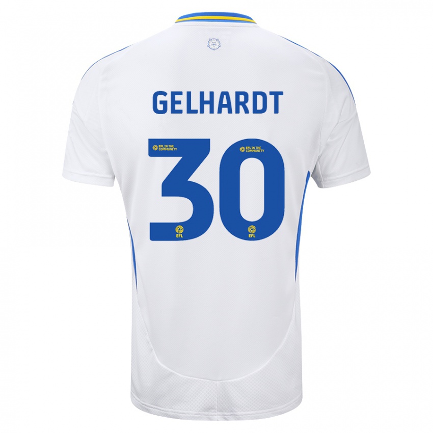 Uomo Maglia Joe Gelhardt #30 Bianco Blu Kit Gara Home 2024/25 Maglietta