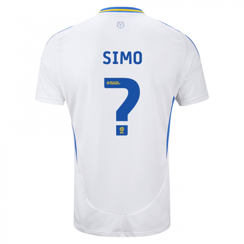 Uomo Maglia Elton Simo #0 Bianco Blu Kit Gara Home 2024/25 Maglietta