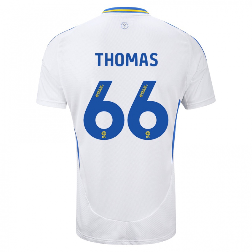 Uomo Maglia Luca Thomas #66 Bianco Blu Kit Gara Home 2024/25 Maglietta