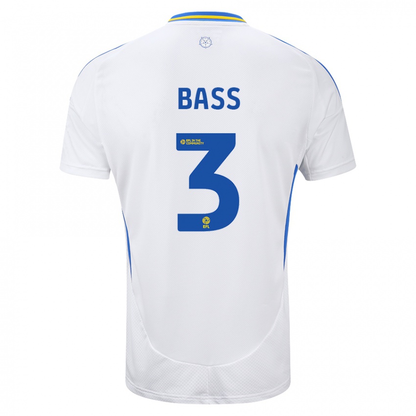 Uomo Maglia Rebekah Bass #3 Bianco Blu Kit Gara Home 2024/25 Maglietta